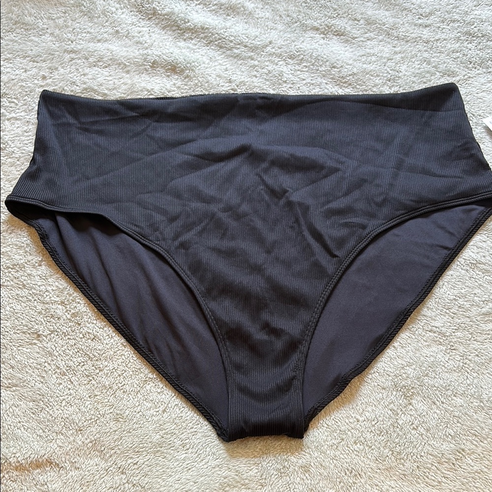 Old Navy Plus Size 4X Black Ribbed High‑Waist Bikini Bottoms – NWT Swim